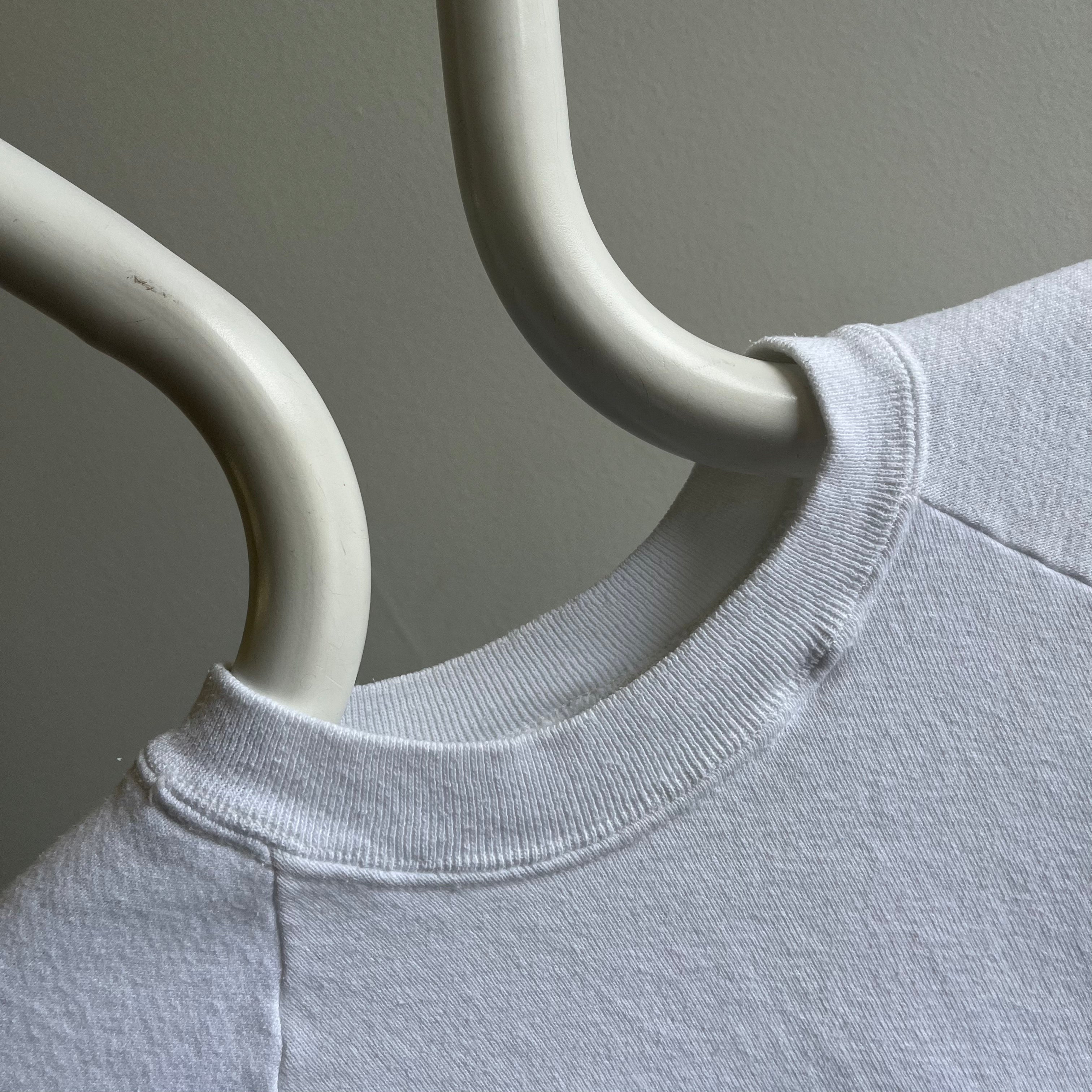 1980s Blank White Raglan Sweatshirt