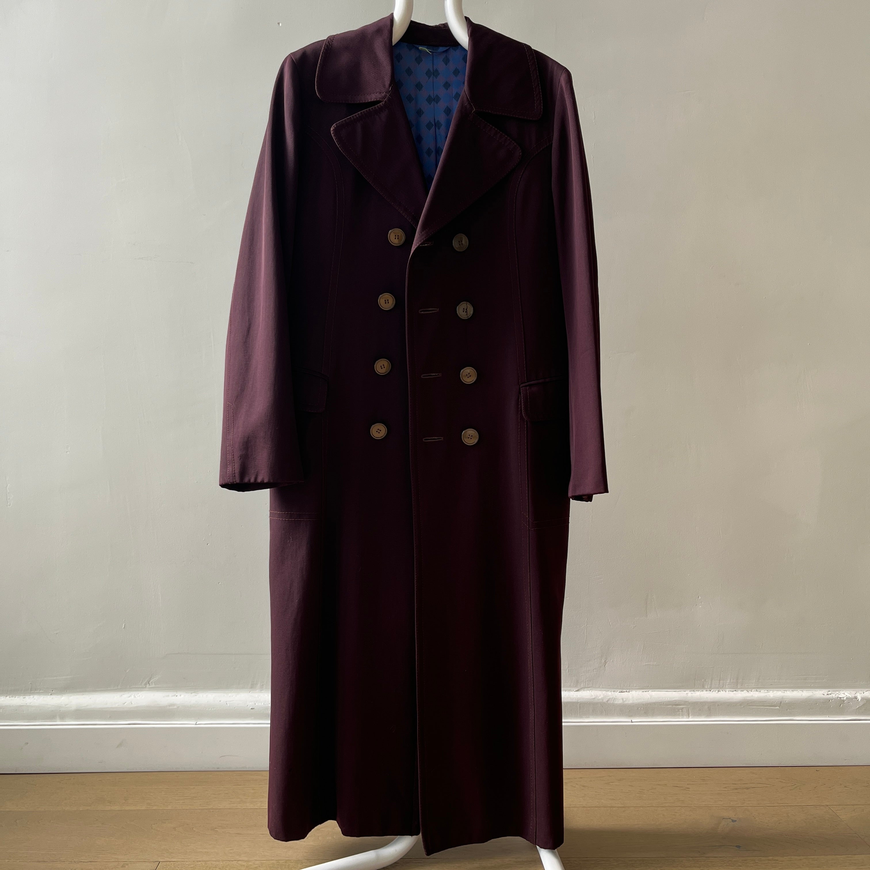 1950s Dark Burgundy Gabardine Double Breasted Duster Jacket - TINA COLLECTION