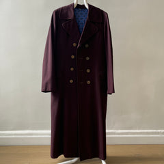 1950s Dark Burgundy Gabardine Double Breasted Duster Jacket - TINA COLLECTION