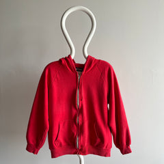 1970s Big Yank Faded Red Zip Up Hoodie Insulated