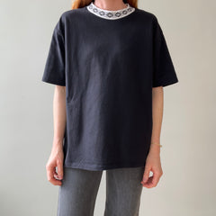 1980s Collar Design Blank Black T Shirt