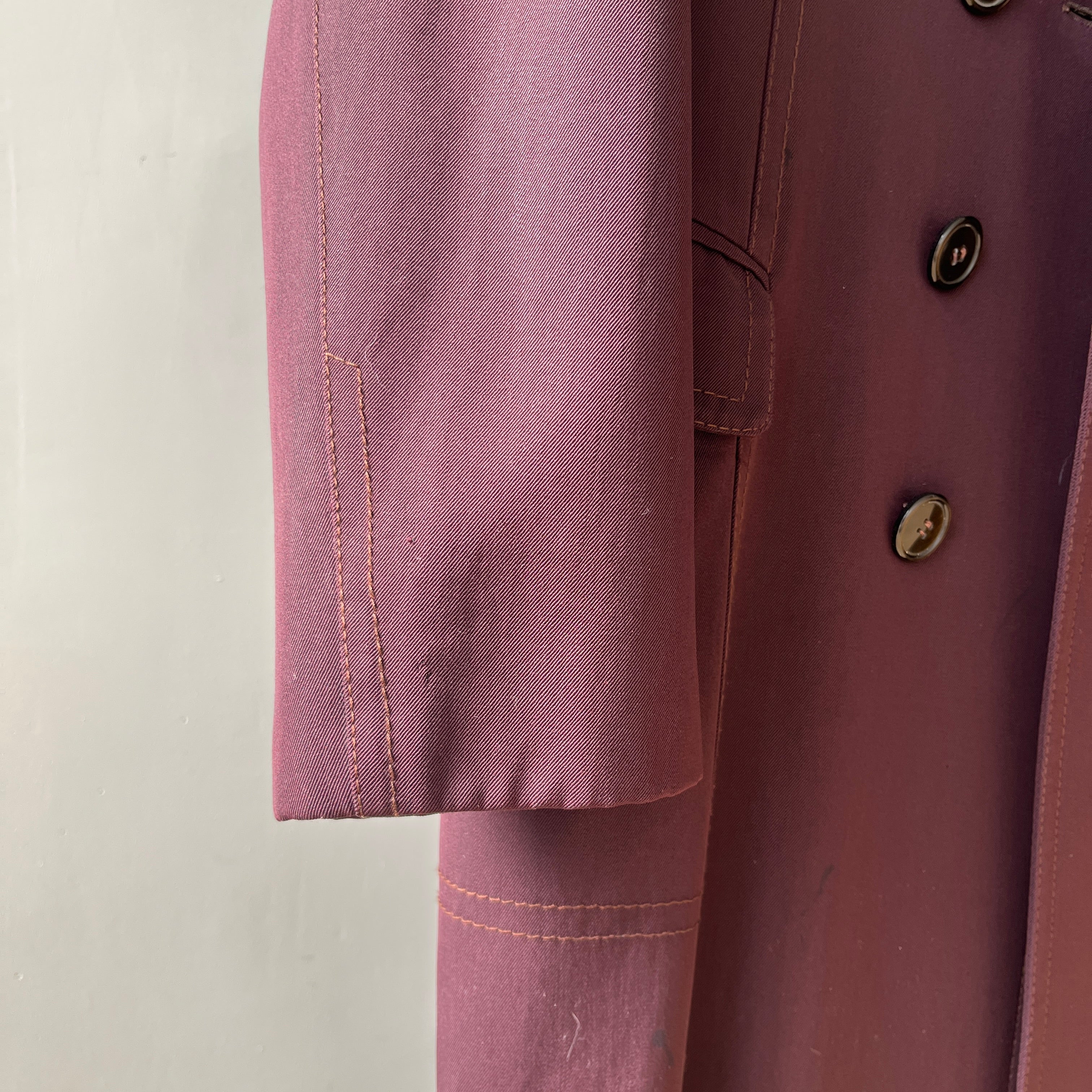 1950s Dark Burgundy Gabardine Double Breasted Duster Jacket - TINA COLLECTION