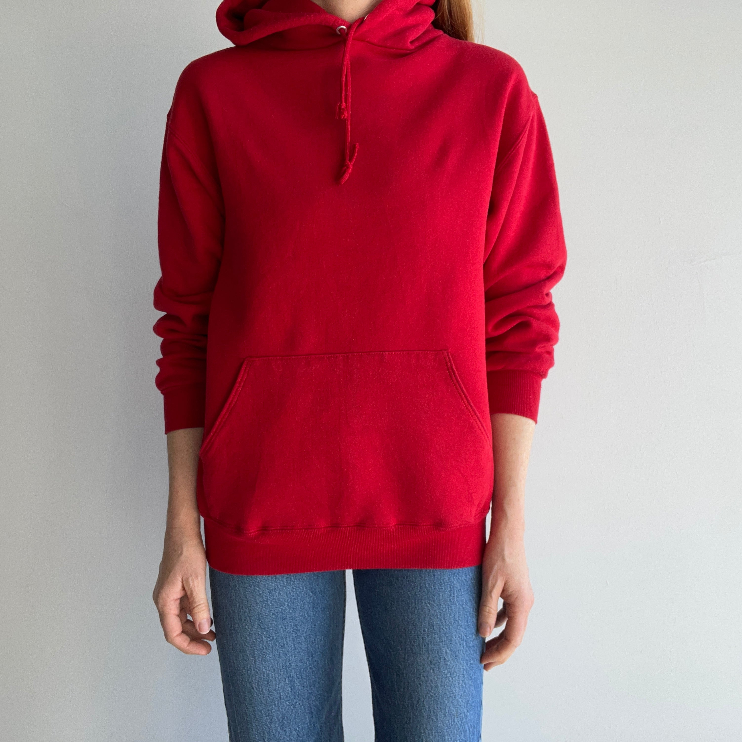 1980s Cardinal Red Pullover Hoodie by Jerzees