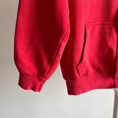 1970s Big Yank Faded Red Zip Up Hoodie Insulated