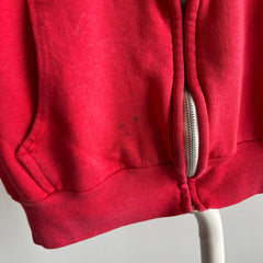 1970s Big Yank Faded Red Zip Up Hoodie Insulated