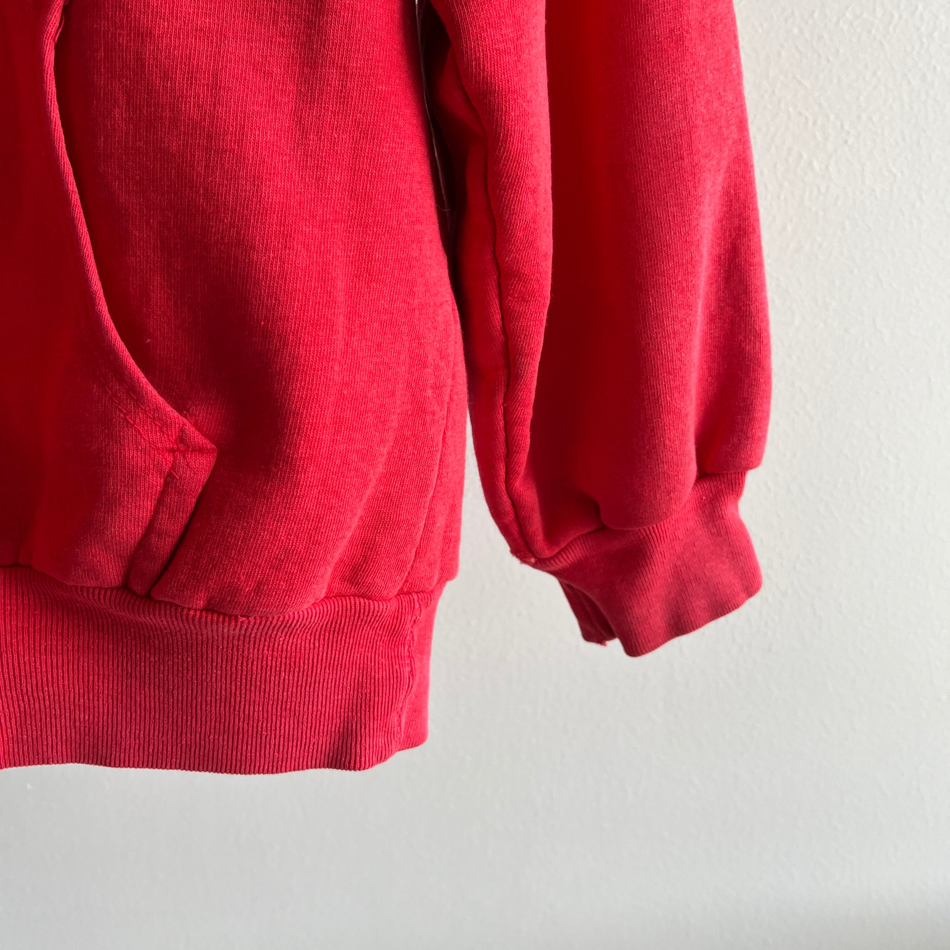 1970s Big Yank Faded Red Zip Up Hoodie Insulated