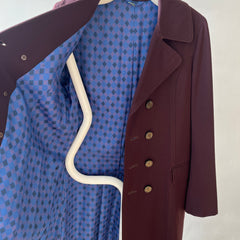 1950s Dark Burgundy Gabardine Double Breasted Duster Jacket - TINA COLLECTION