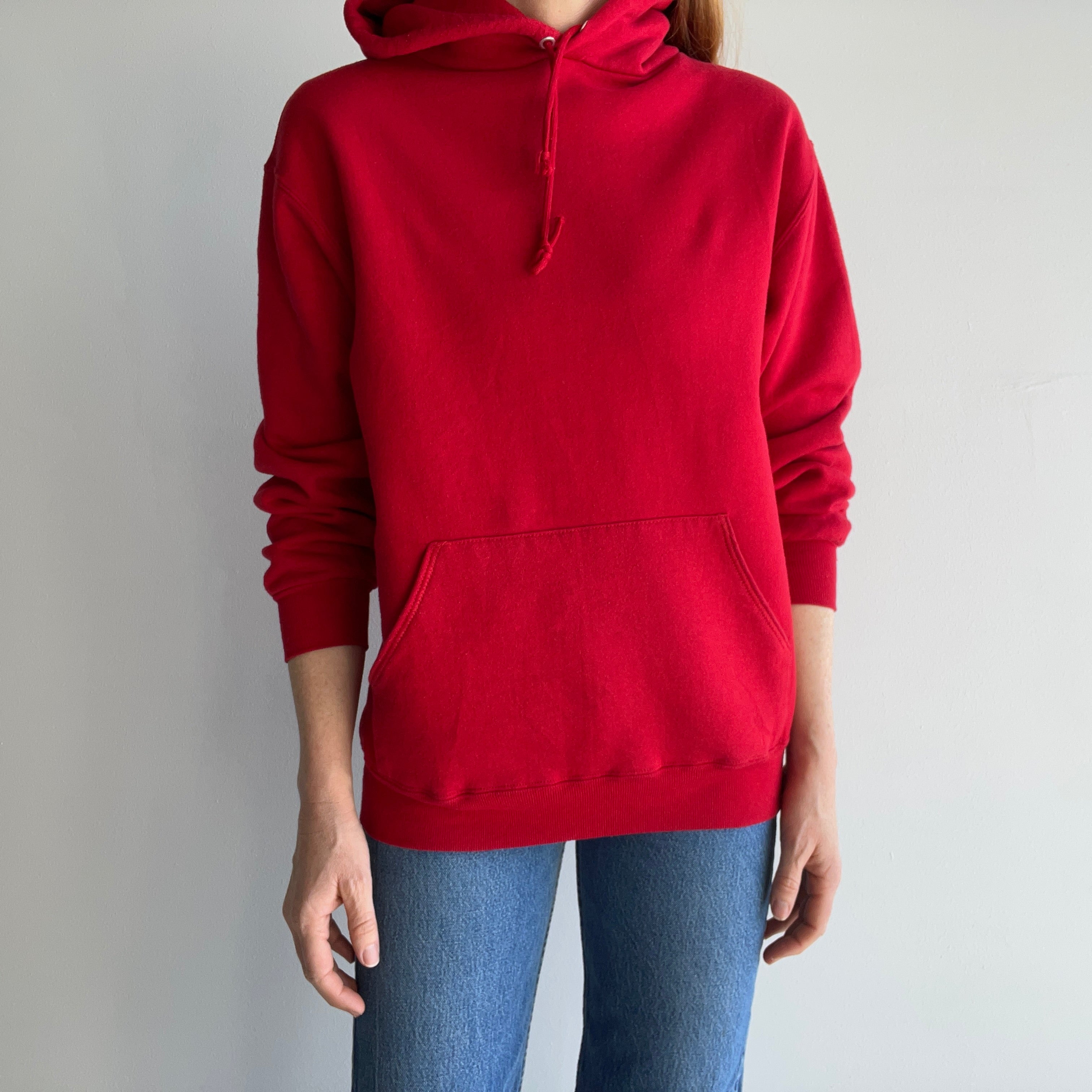 1980s Cardinal Red Pullover Hoodie by Jerzees