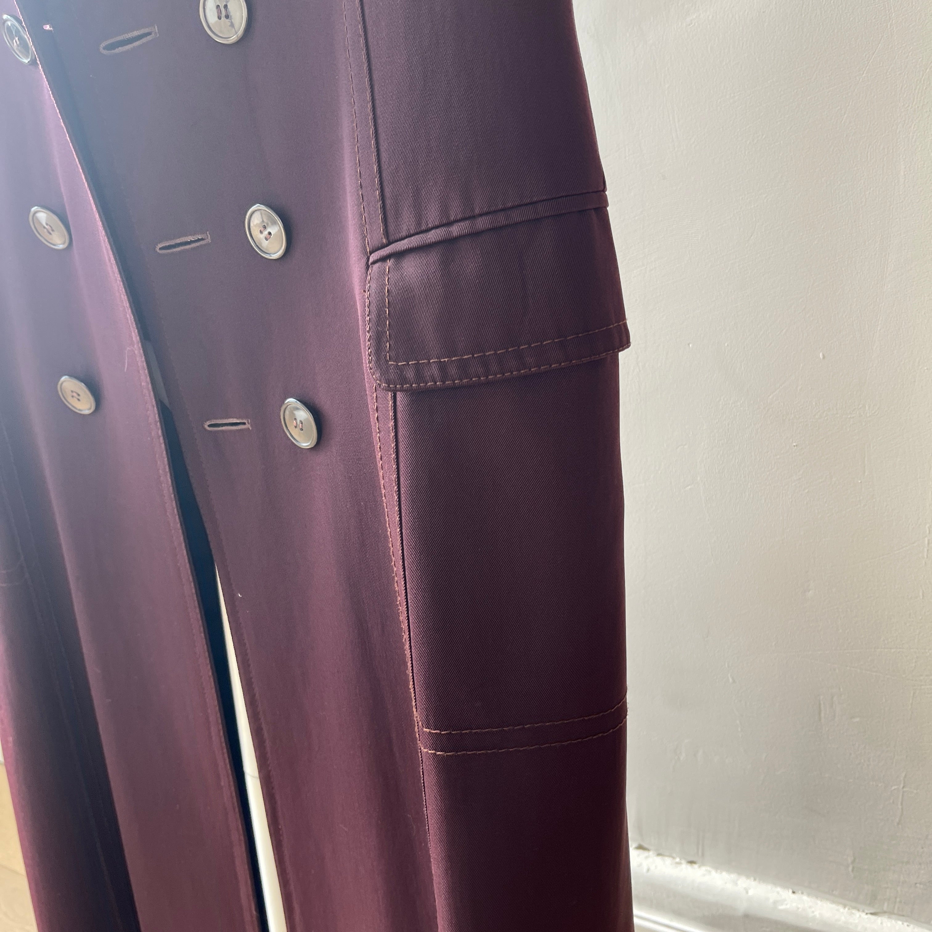 1950s Dark Burgundy Gabardine Double Breasted Duster Jacket - TINA COLLECTION