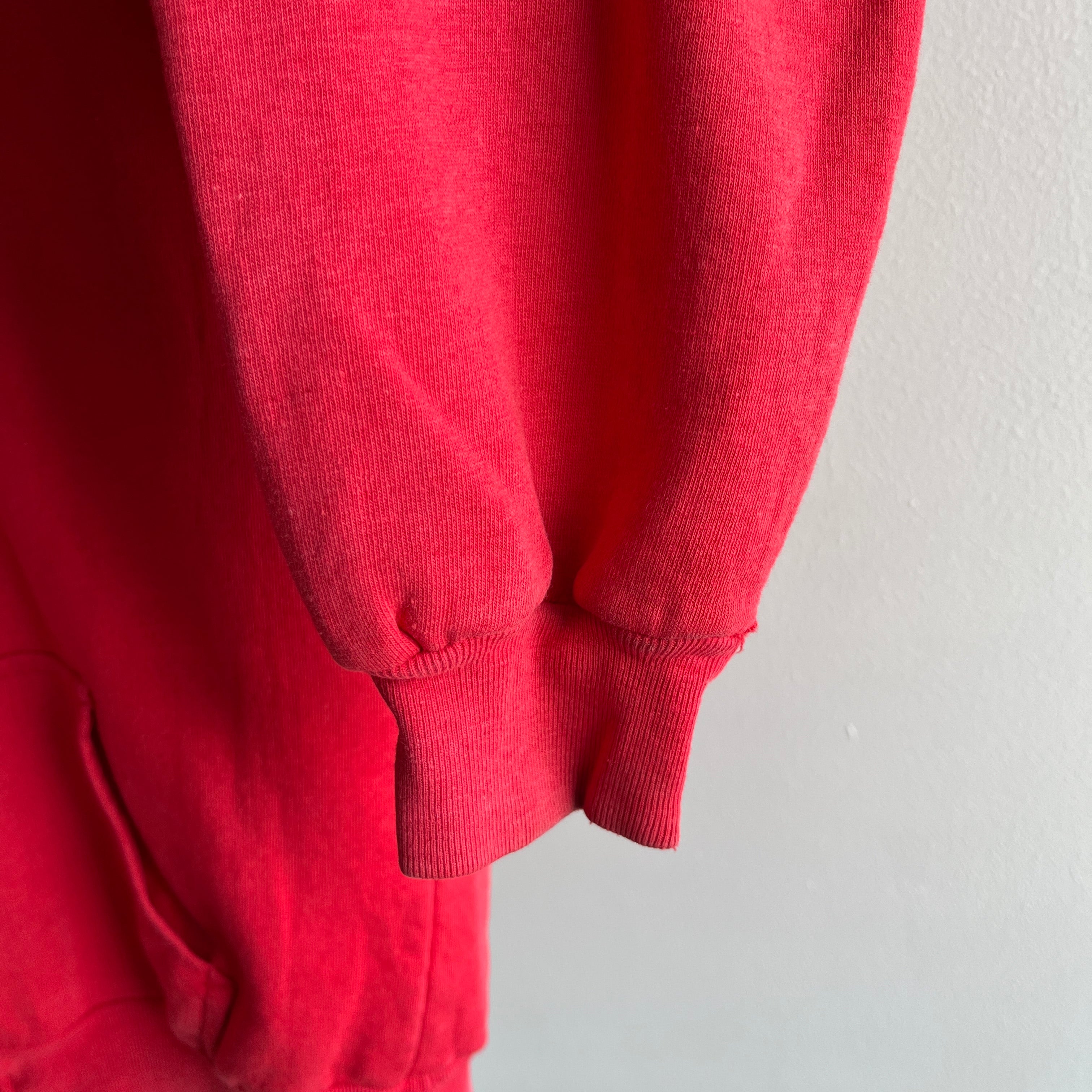 1970s Big Yank Faded Red Zip Up Hoodie Insulated