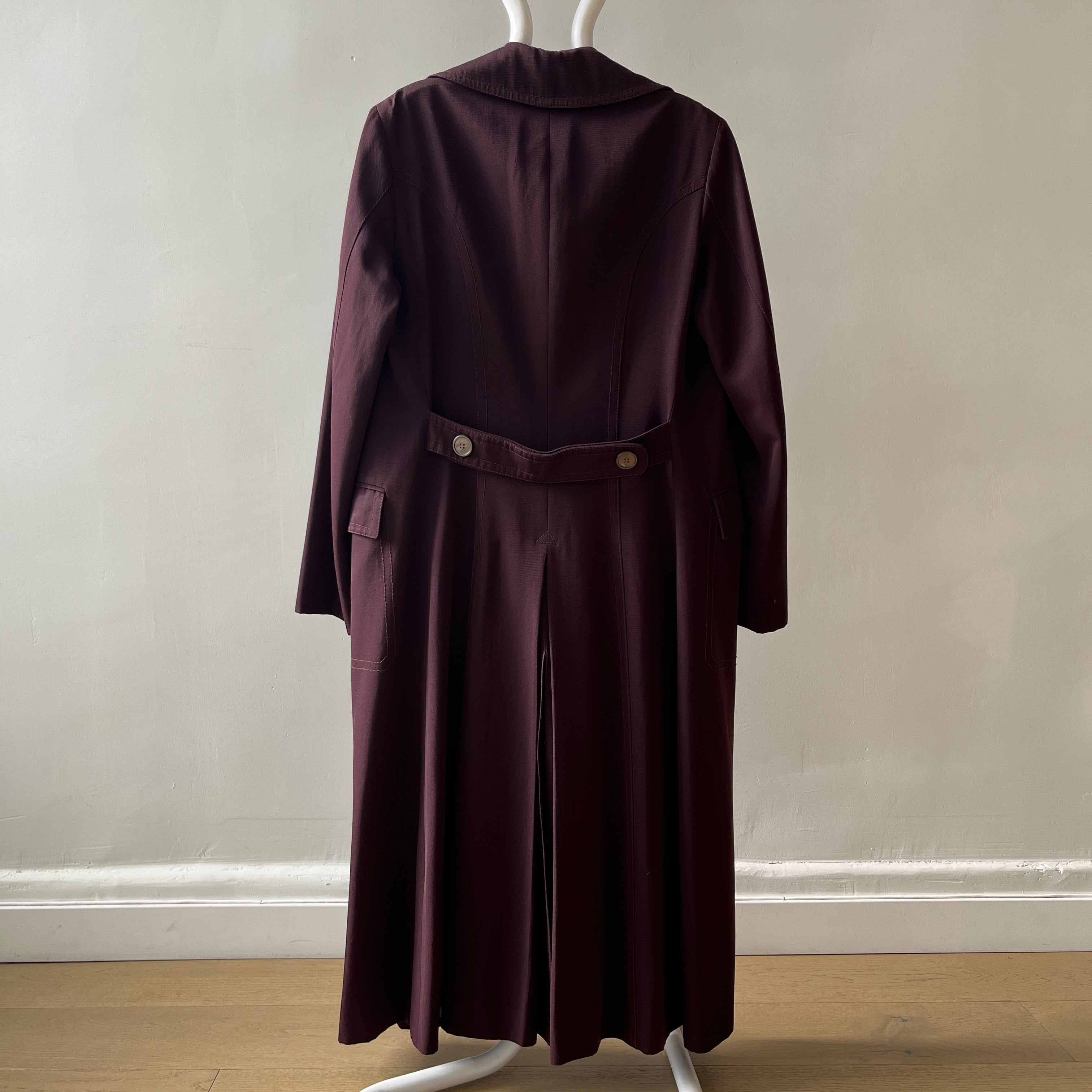1950s Dark Burgundy Gabardine Double Breasted Duster Jacket - TINA COLLECTION