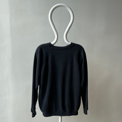 1980/90s Perfectly Faded Blank Black Raglan Sweatshirt