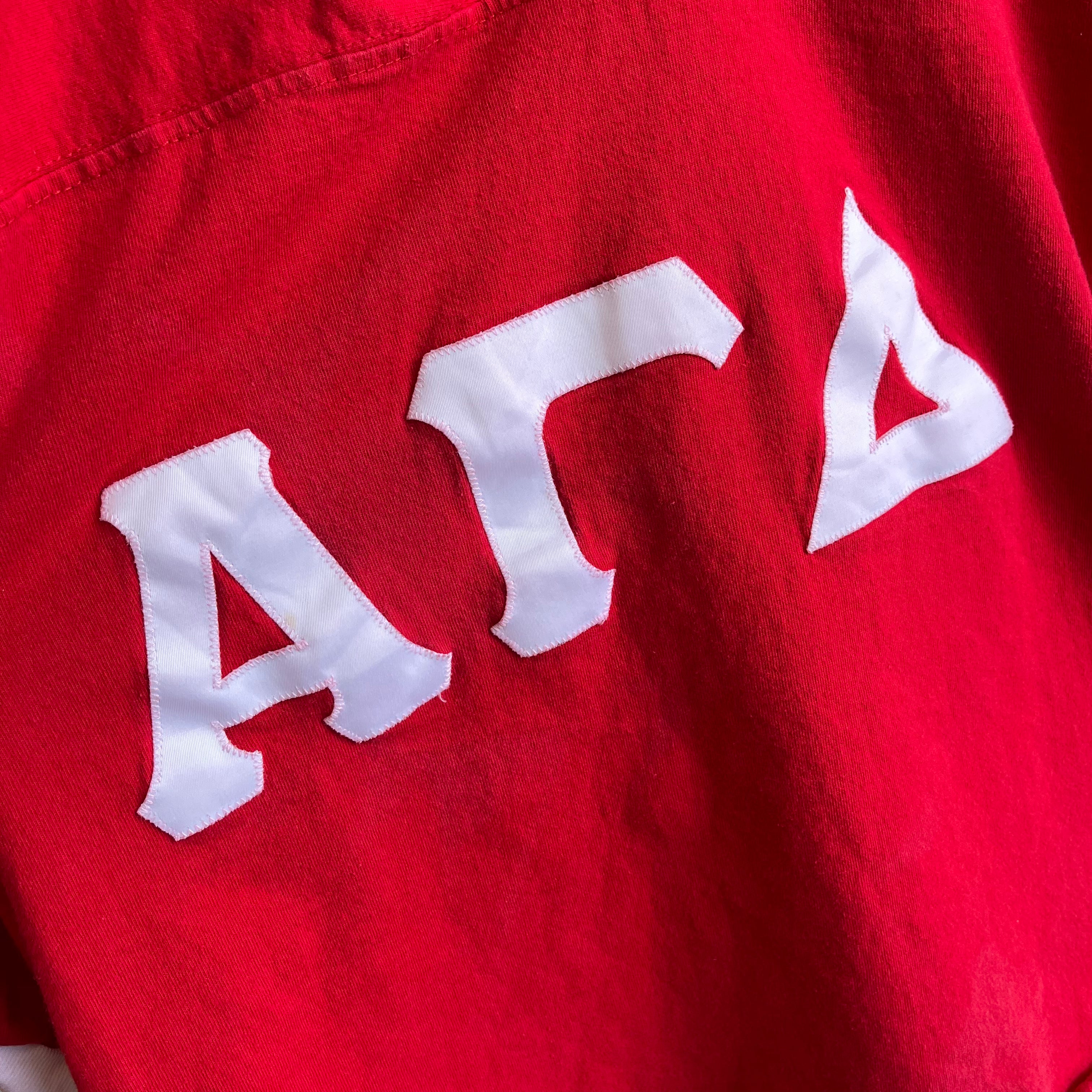 1990s Alpha Gamma Delta Slightly Cropped Football Shirt