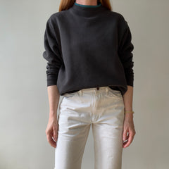 1980/90s Blank Faded Black Double Collar Heavyweight Sweatshirt by Hanes