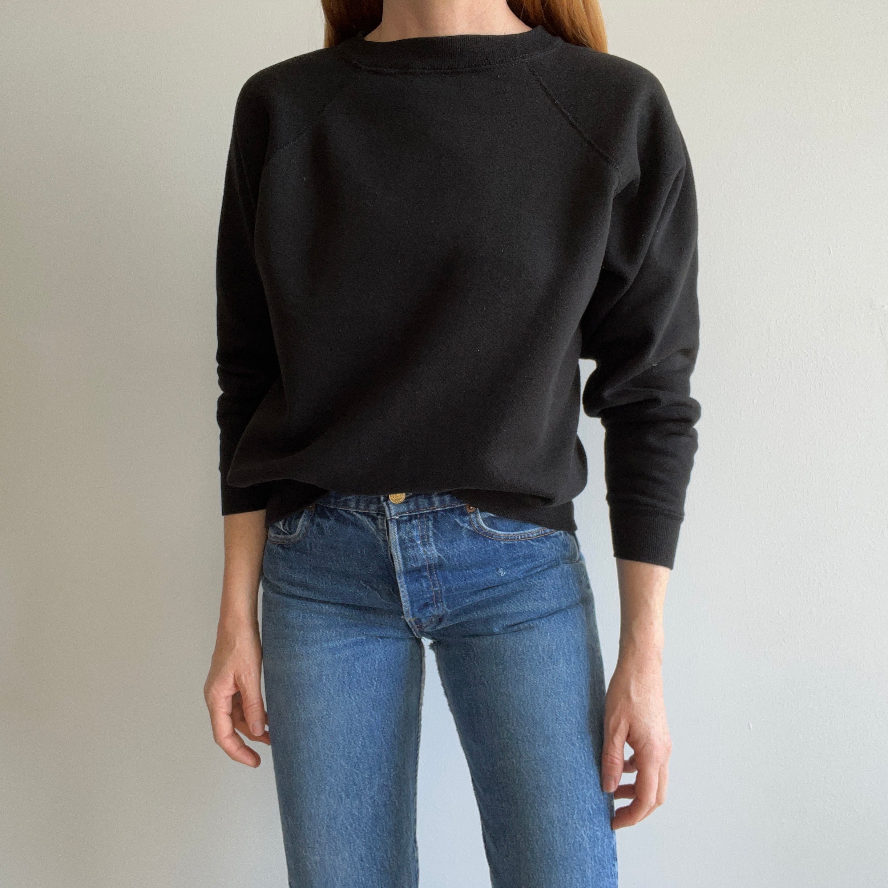 1970s Blank Black Sweatshirt in Great Shape!