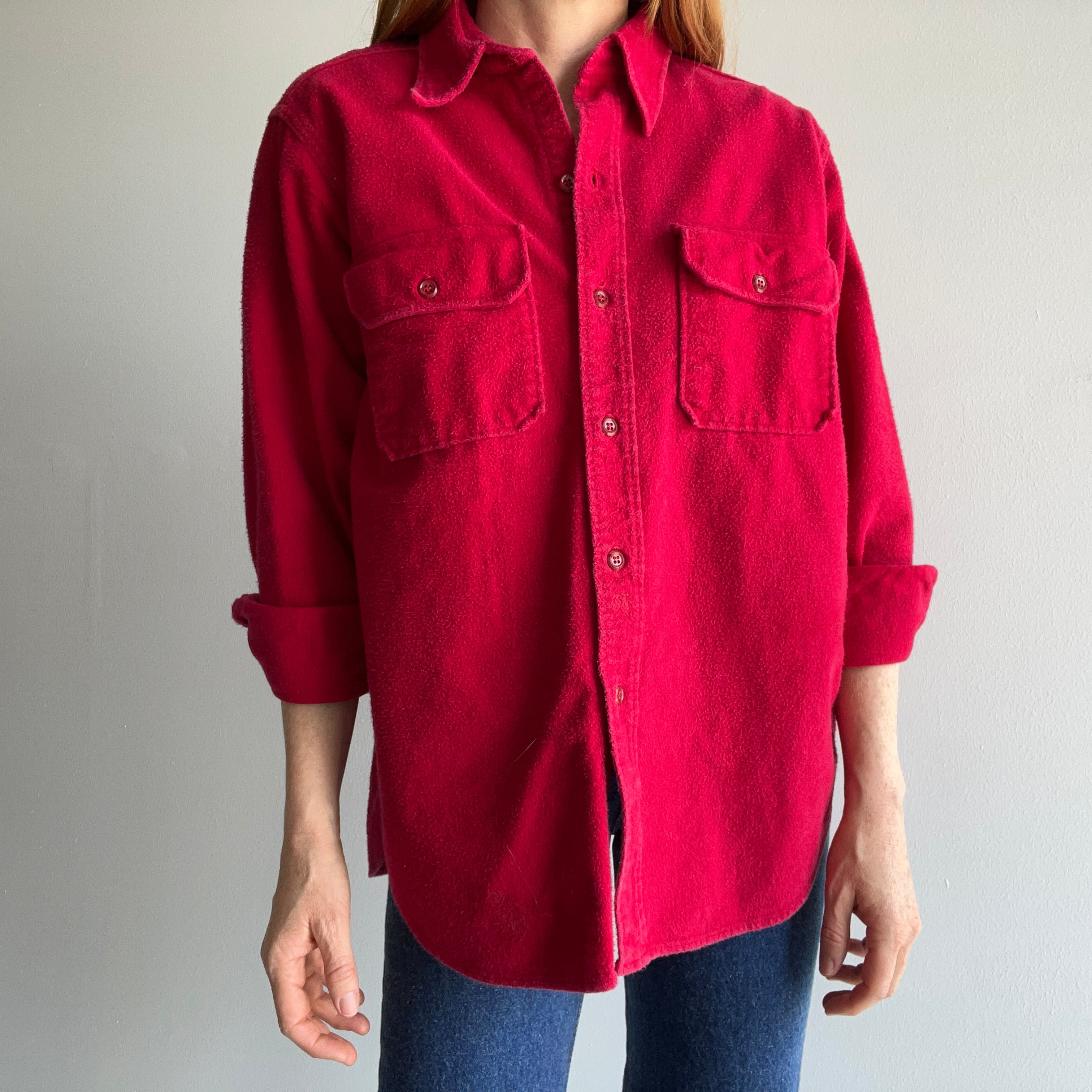 1990s USA Made Red Woolrich Heavyweight Flannel