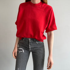 1980s Cut Sleeve DIY Red Warm Up Sweatshirt