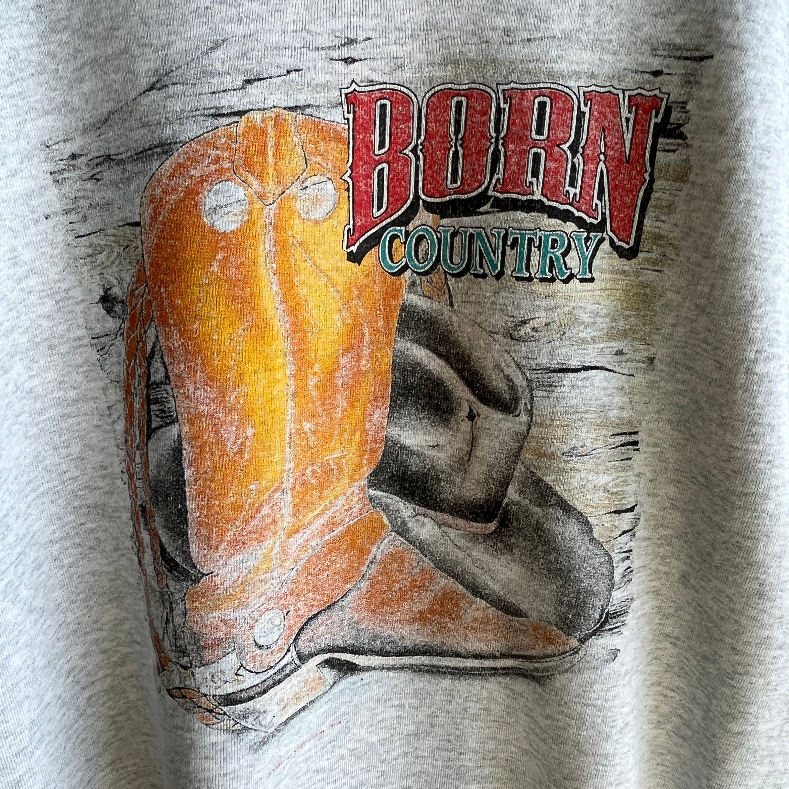 1990s Born Country Faded and Worn Sweatshirt