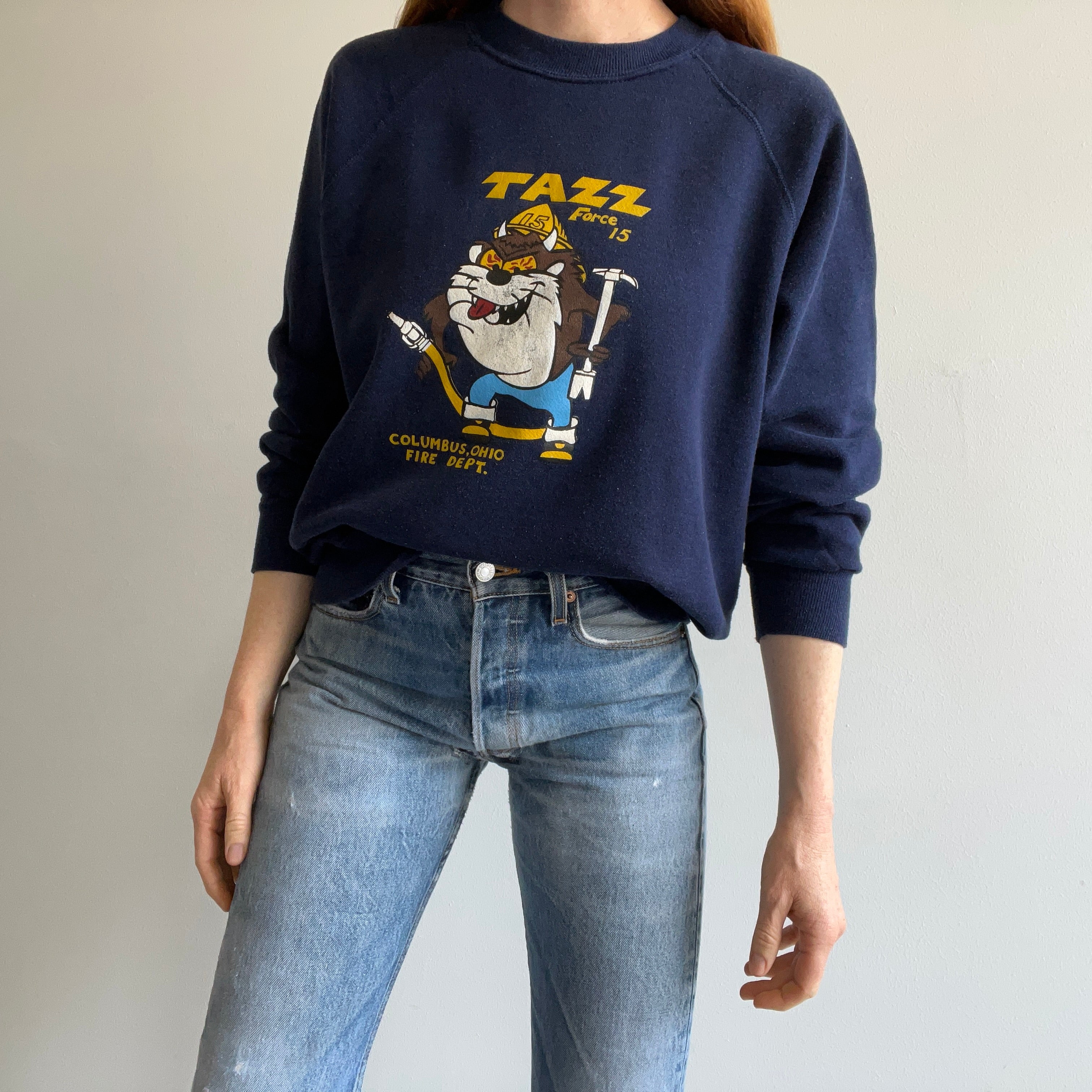 1980s Tazz the Firefighter - Columbus, Ohio  Sweatshirt by Bassett Walker