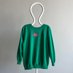 1980/90s Handmade Floral Needlepoint Raglan Sweatshirt