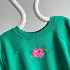 1980/90s Handmade Floral Needlepoint Raglan Sweatshirt