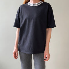 1980s Collar Design Blank Black T Shirt