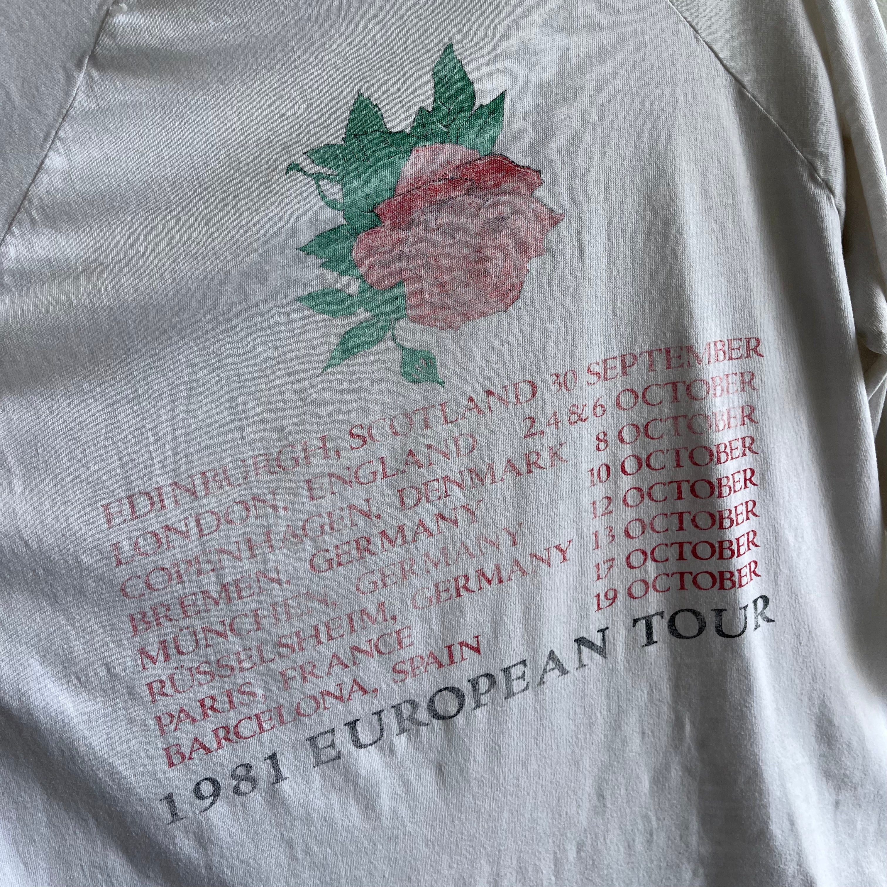 1981 !RARE! Grateful Dead European Tour Baseball Tee - Thin and Stained