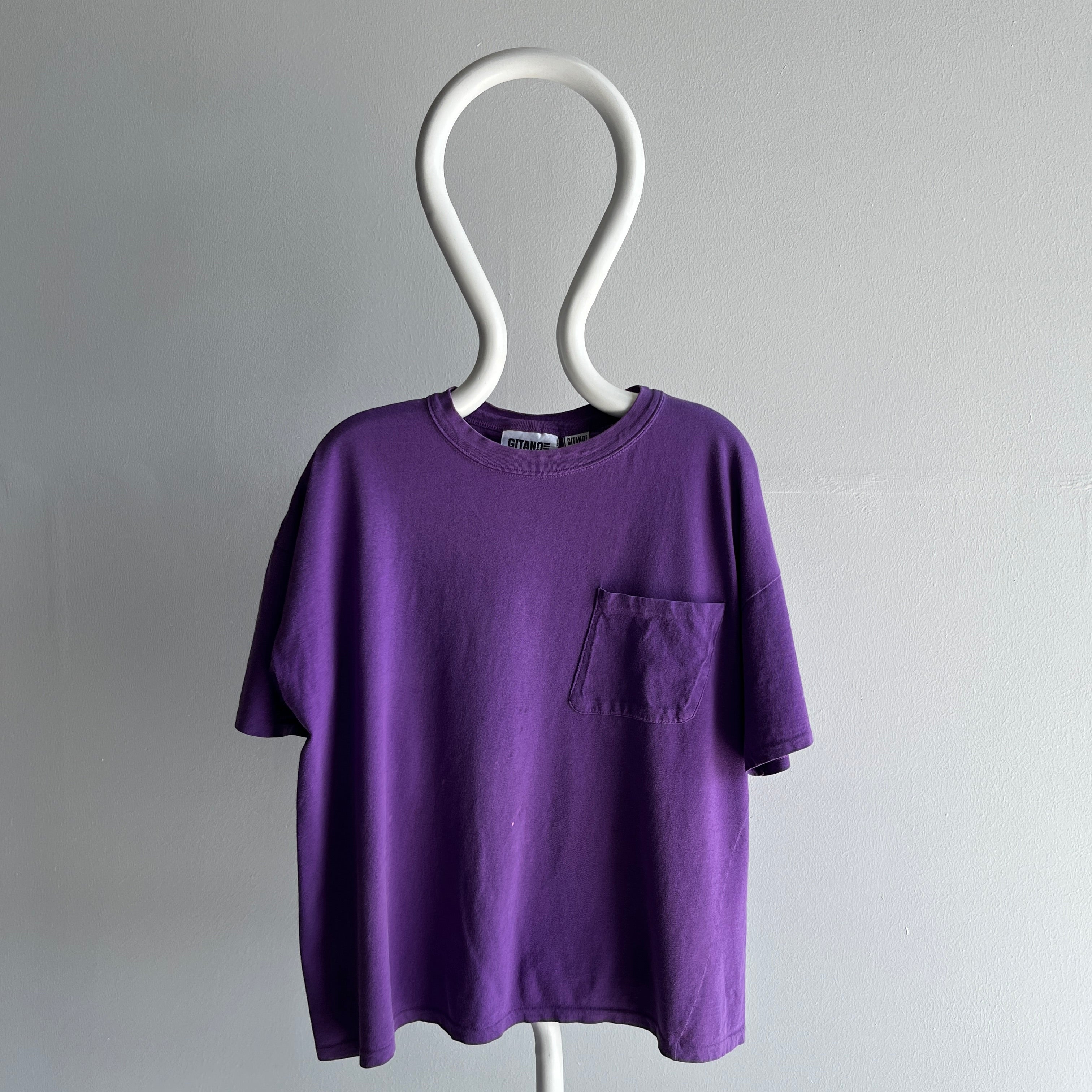 1980s Super Thin and Soft GITANo Purple Pocket T-Shirt - Easy Breezy