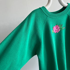 1980/90s Handmade Floral Needlepoint Raglan Sweatshirt