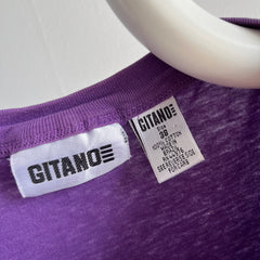 1980s Super Thin and Soft GITANo Purple Pocket T-Shirt - Easy Breezy