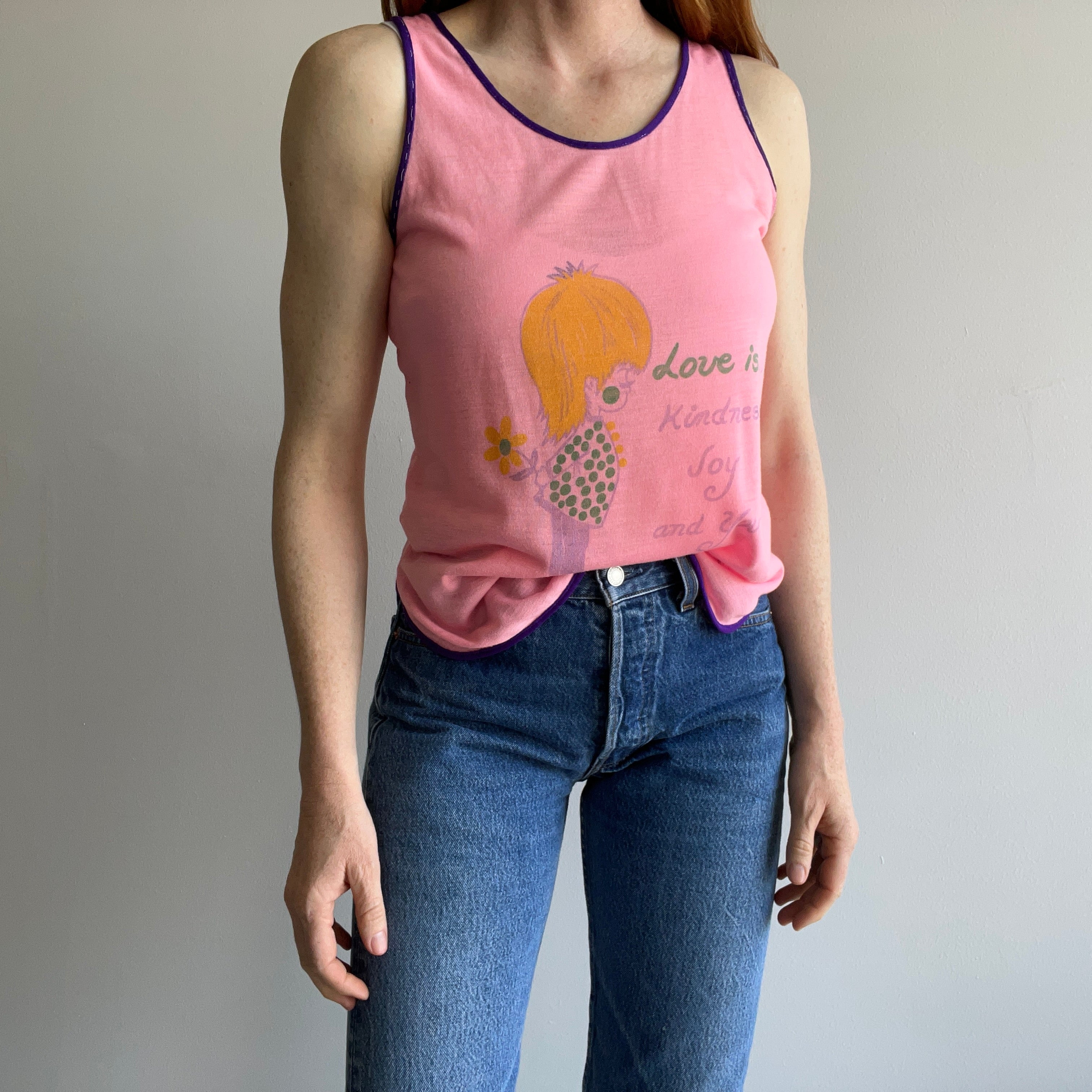 1970/80s Love Is...Kindness, Joy and You Tank Top - Thin and Worn