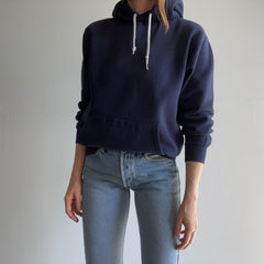 1980s Blank Navy Pull Over Hoodie