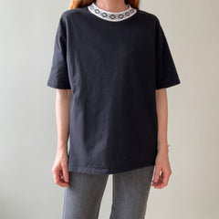 1980s Collar Design Blank Black T Shirt