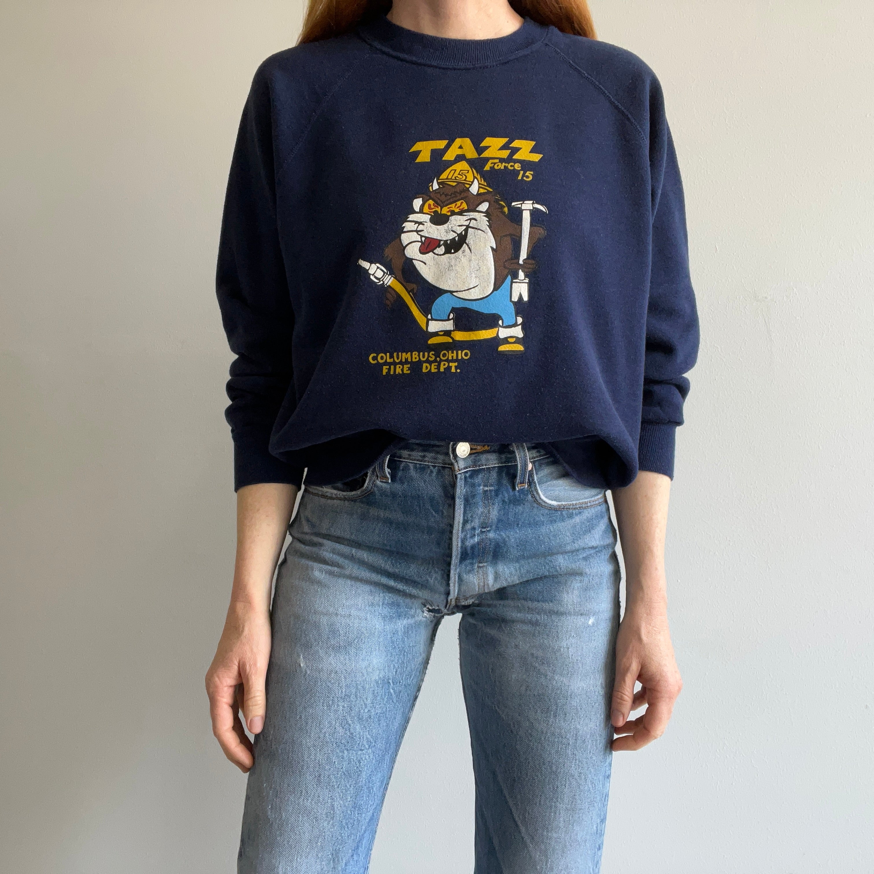 1980s Tazz the Firefighter - Columbus, Ohio  Sweatshirt by Bassett Walker