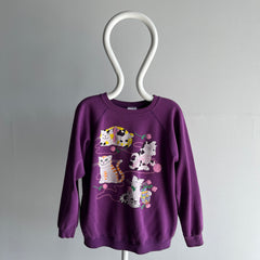 1980s Cats and Yarn and Flowers and Bows Sweatshirt