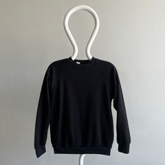1980s Never (?) Worn Blank Black Smaller Sized Raglan Sweatshirt