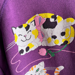 1980s Cats and Yarn and Flowers and Bows Sweatshirt