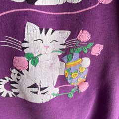 1980s Cats and Yarn and Flowers and Bows Sweatshirt