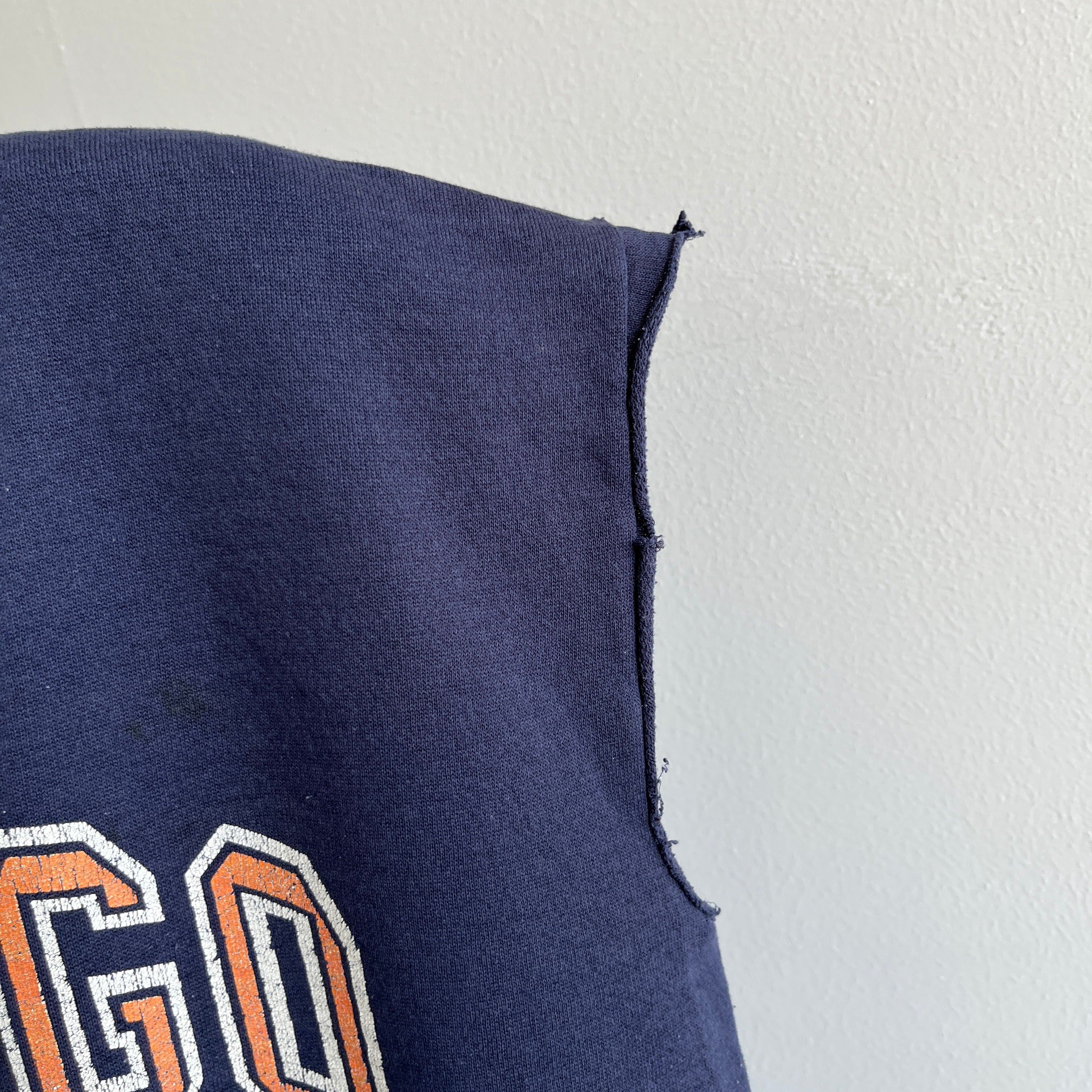 1980s Thinned Out Threadbare Destroyed Paint Stained Chicago Bears DIY Warm Up