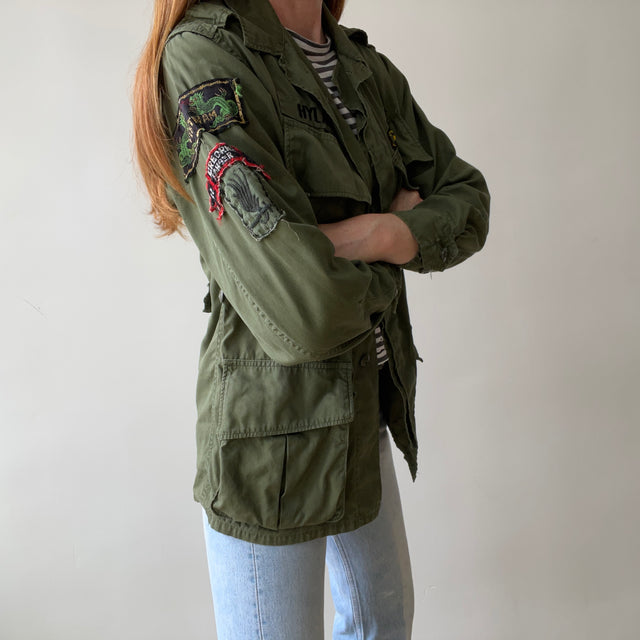 1960s OG 107 Vietnam Era and Patched Smaller Size Jacket - The Arm Patches! Collectible