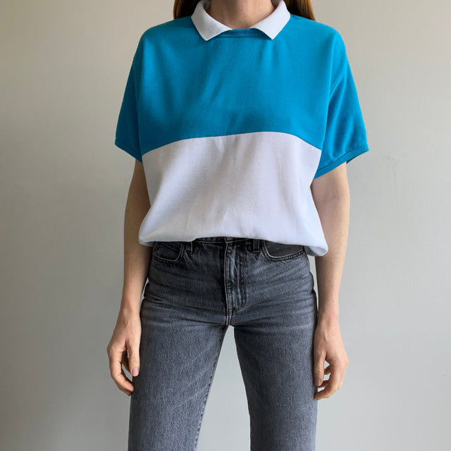 1980s Color Block Warm Up Polo - !!!