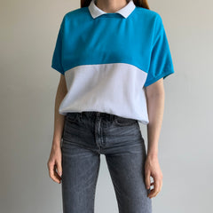 1980s Color Block Warm Up Polo - !!!