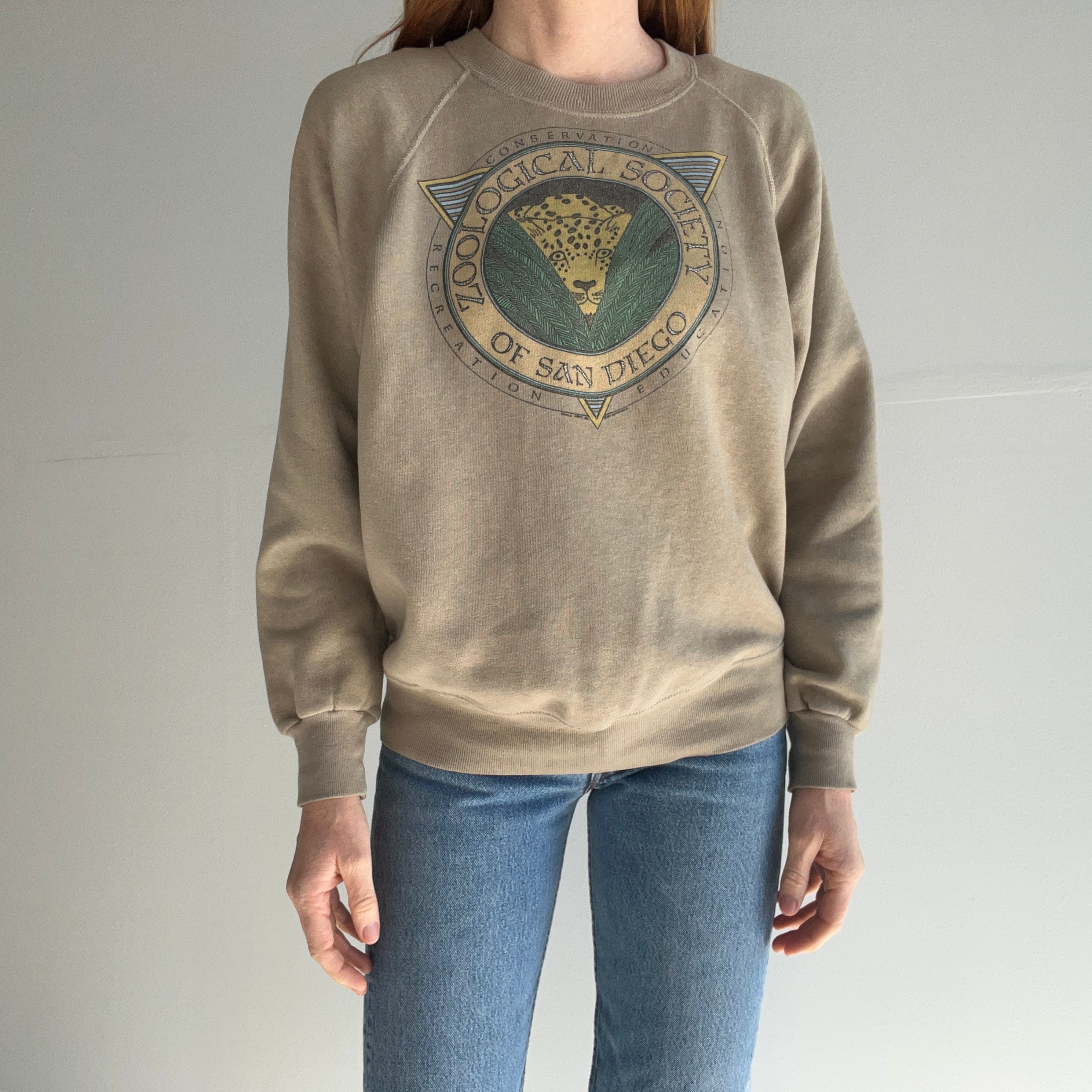 1987 Zoological Society of San Diego Sweatshirt with Mending