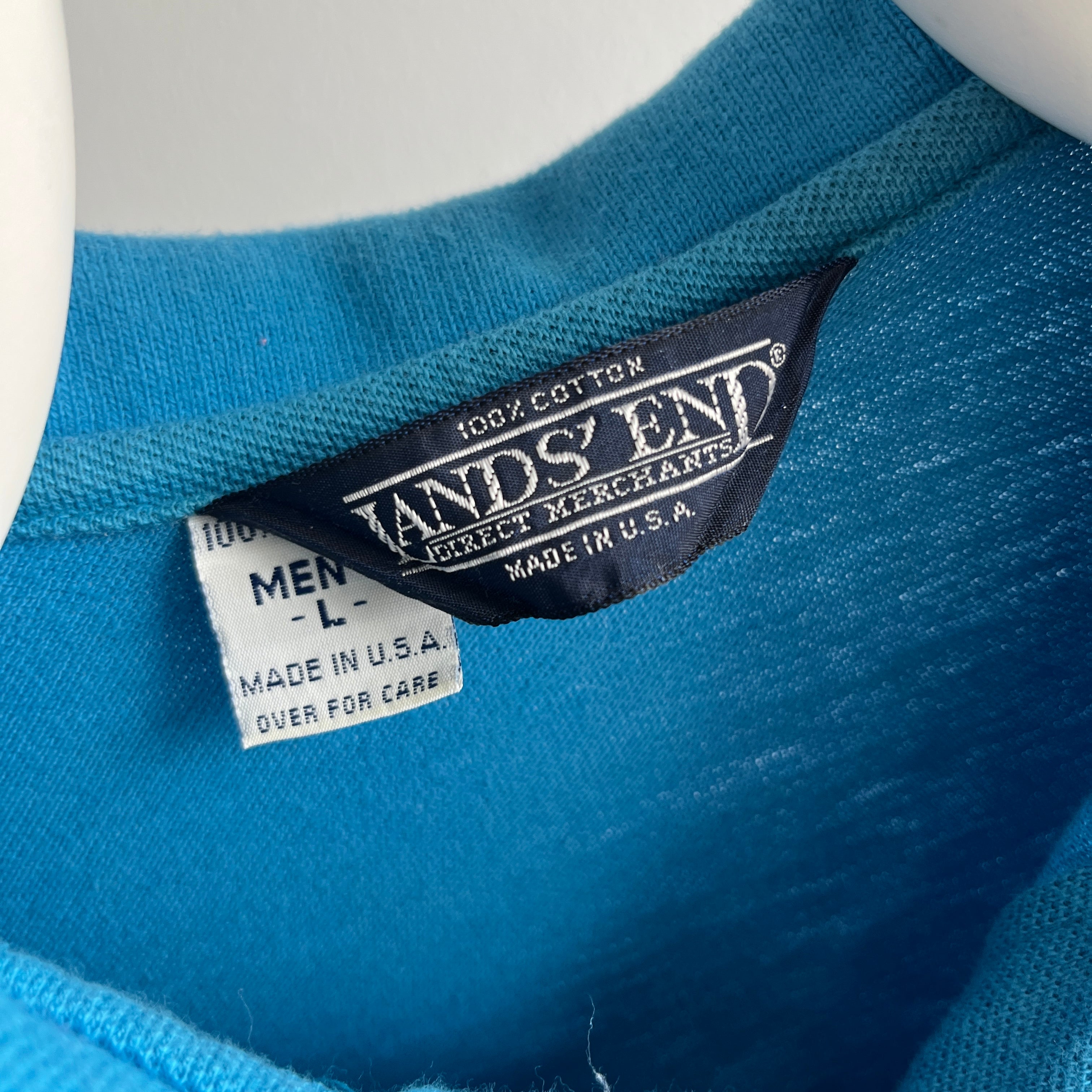 1980s USA Made Land's End Turquoise Polo Shirt