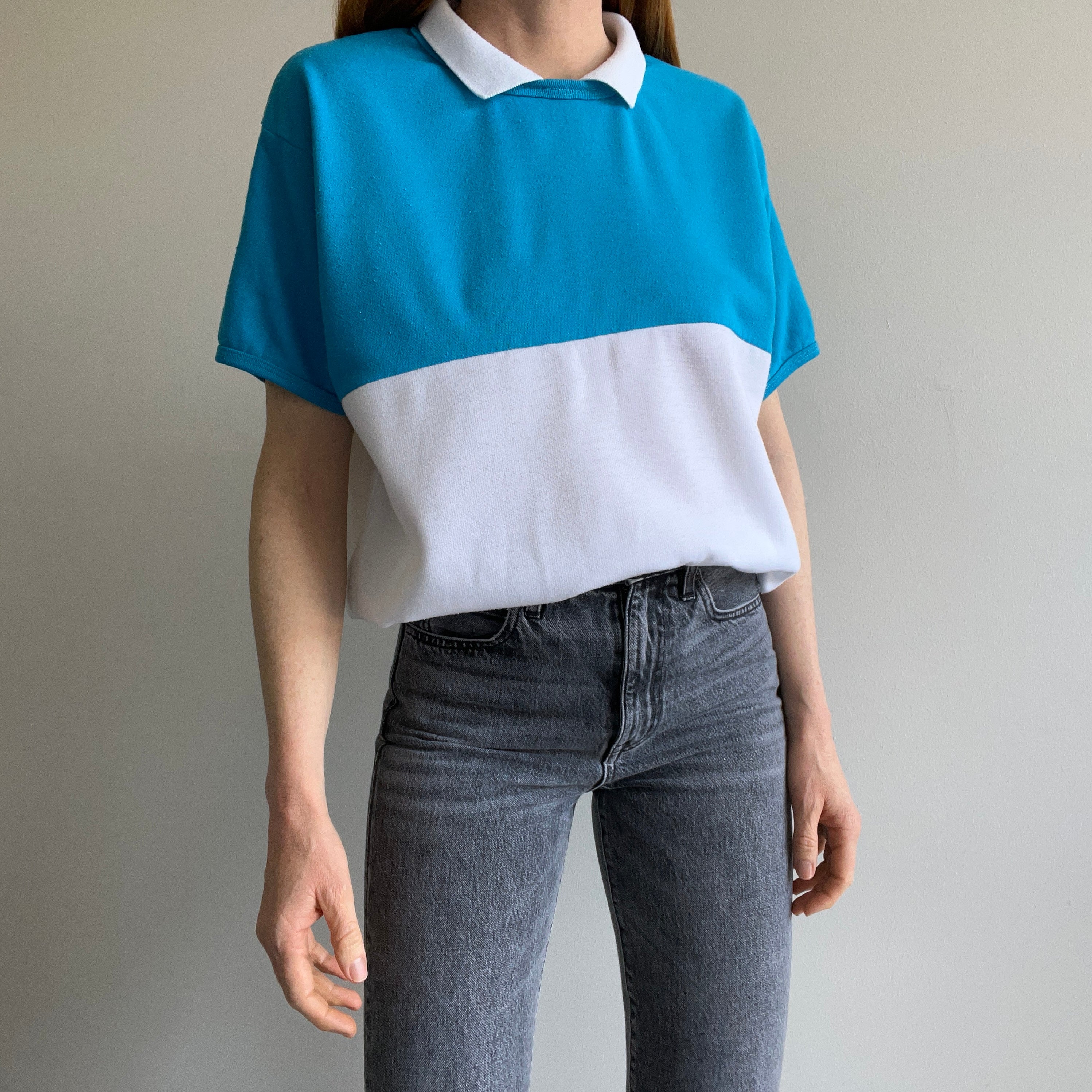 1980s Color Block Warm Up Polo - !!!