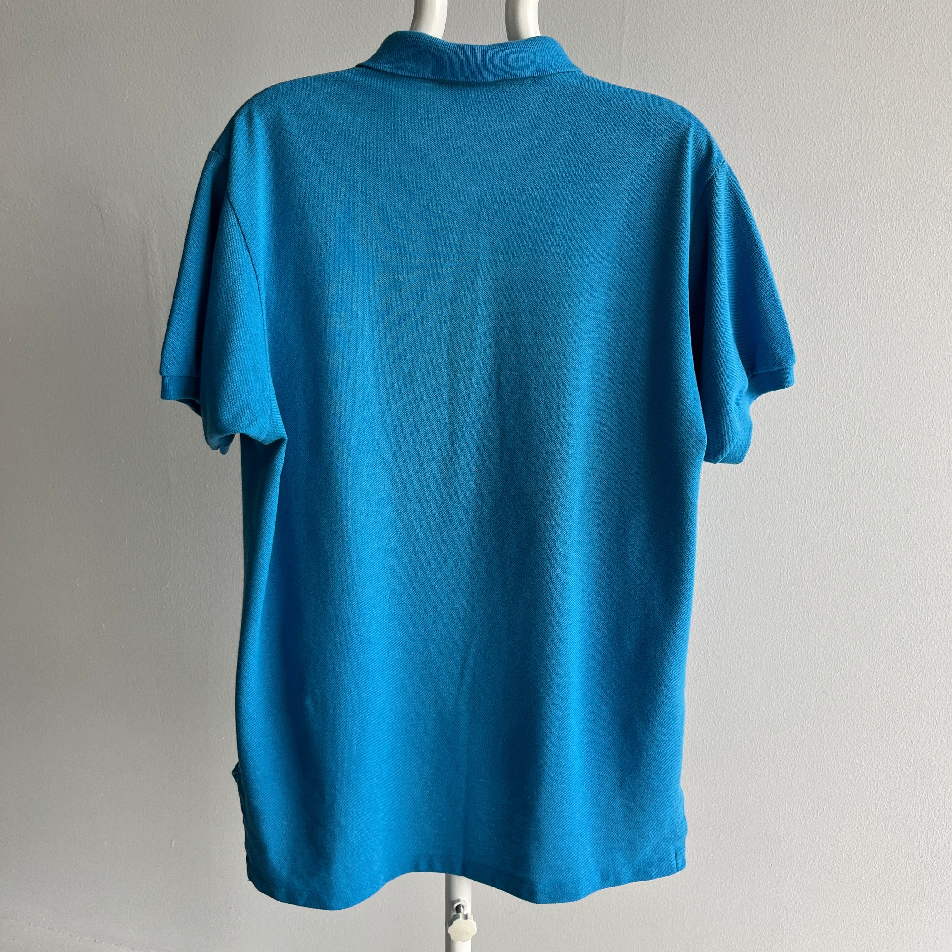 1980s USA Made Land's End Turquoise Polo Shirt