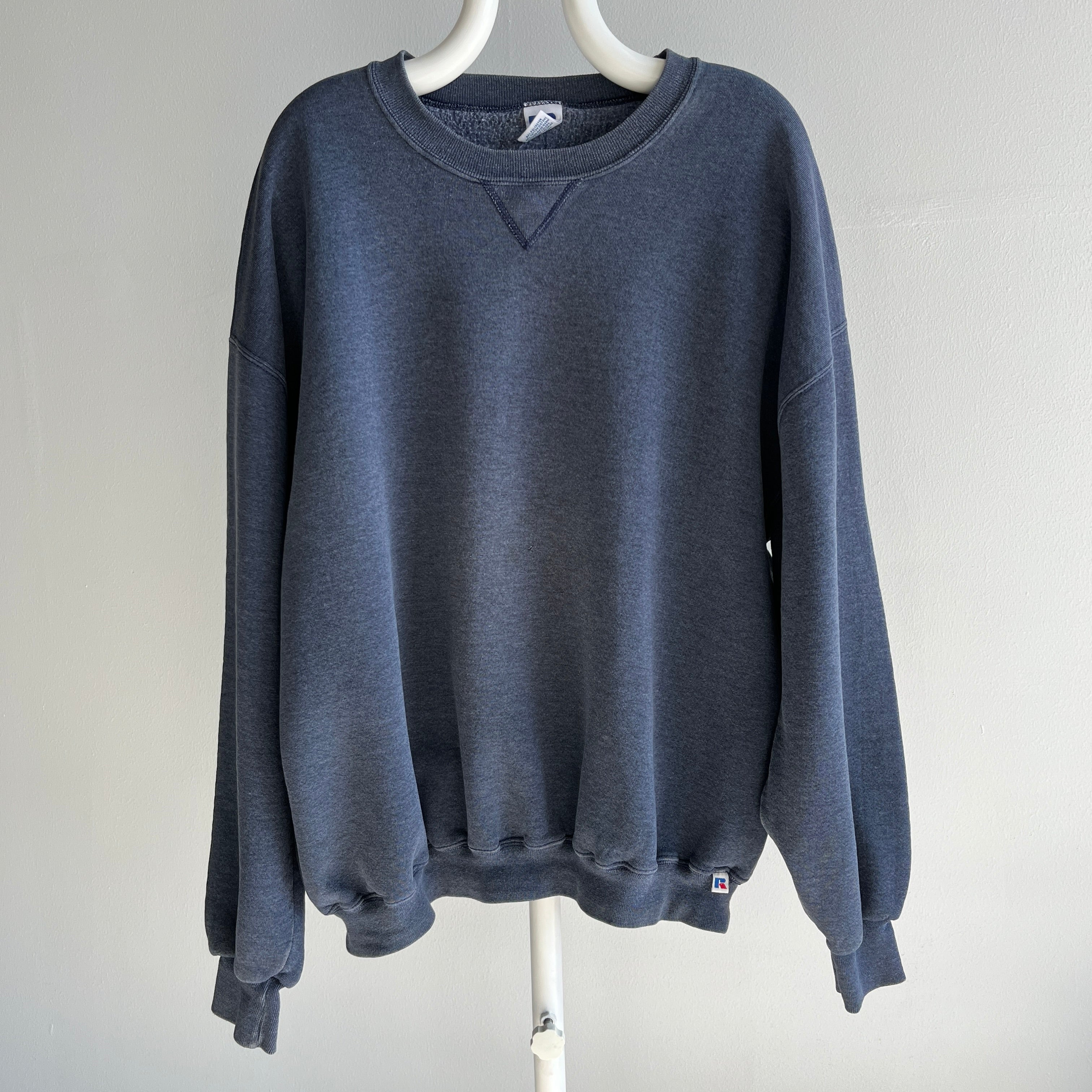 1990s Slate Blue Single V Larger Sweatshirt by Russell Brand