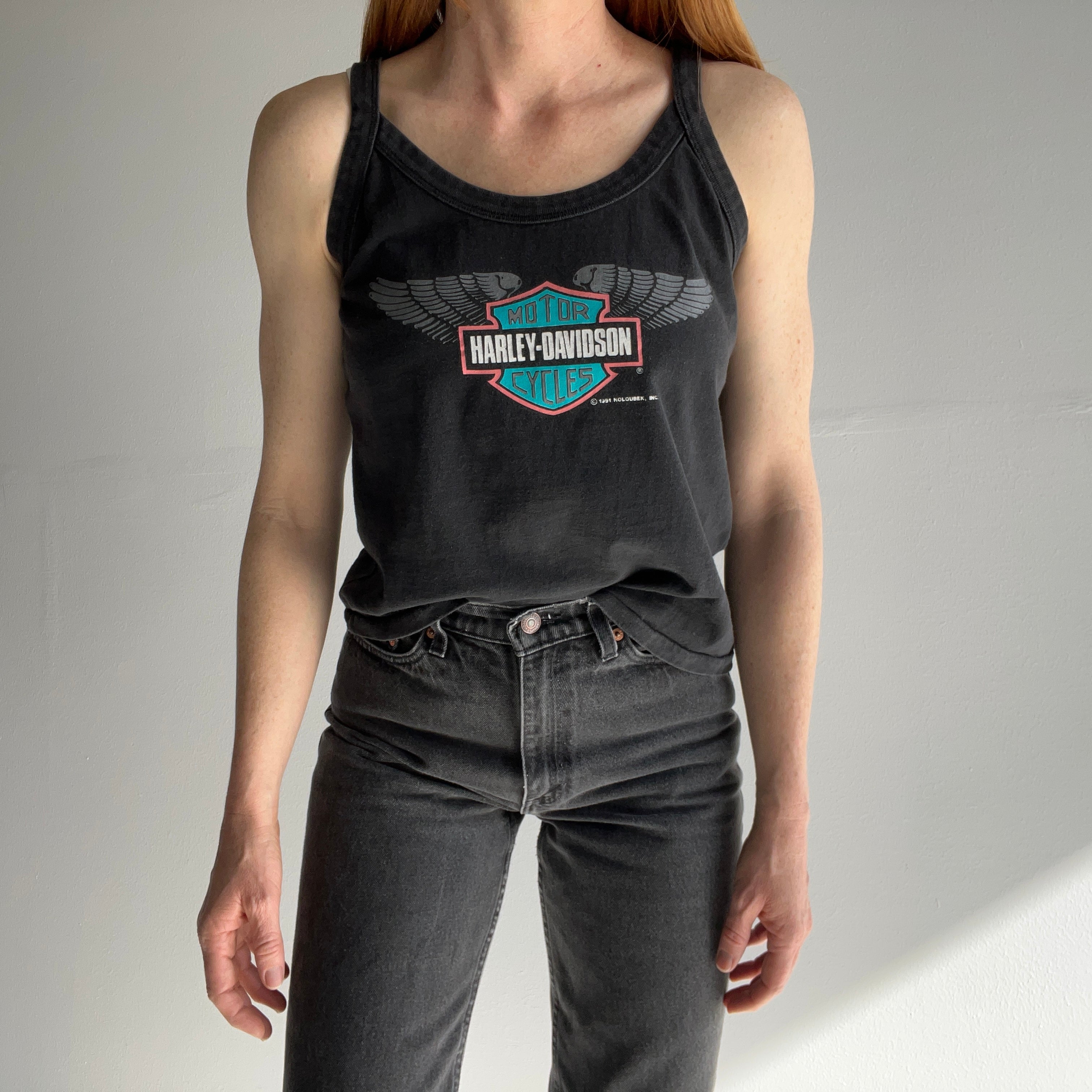 1991 Las Vegas Harley Spaghetti Strap Cotton Tank - WOW