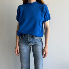 1980s Cerulean Blue Barely Worn Warm Up Sweatshirt