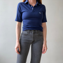 1980s Blank Navy Blue Lacoste Polo Style Shirt